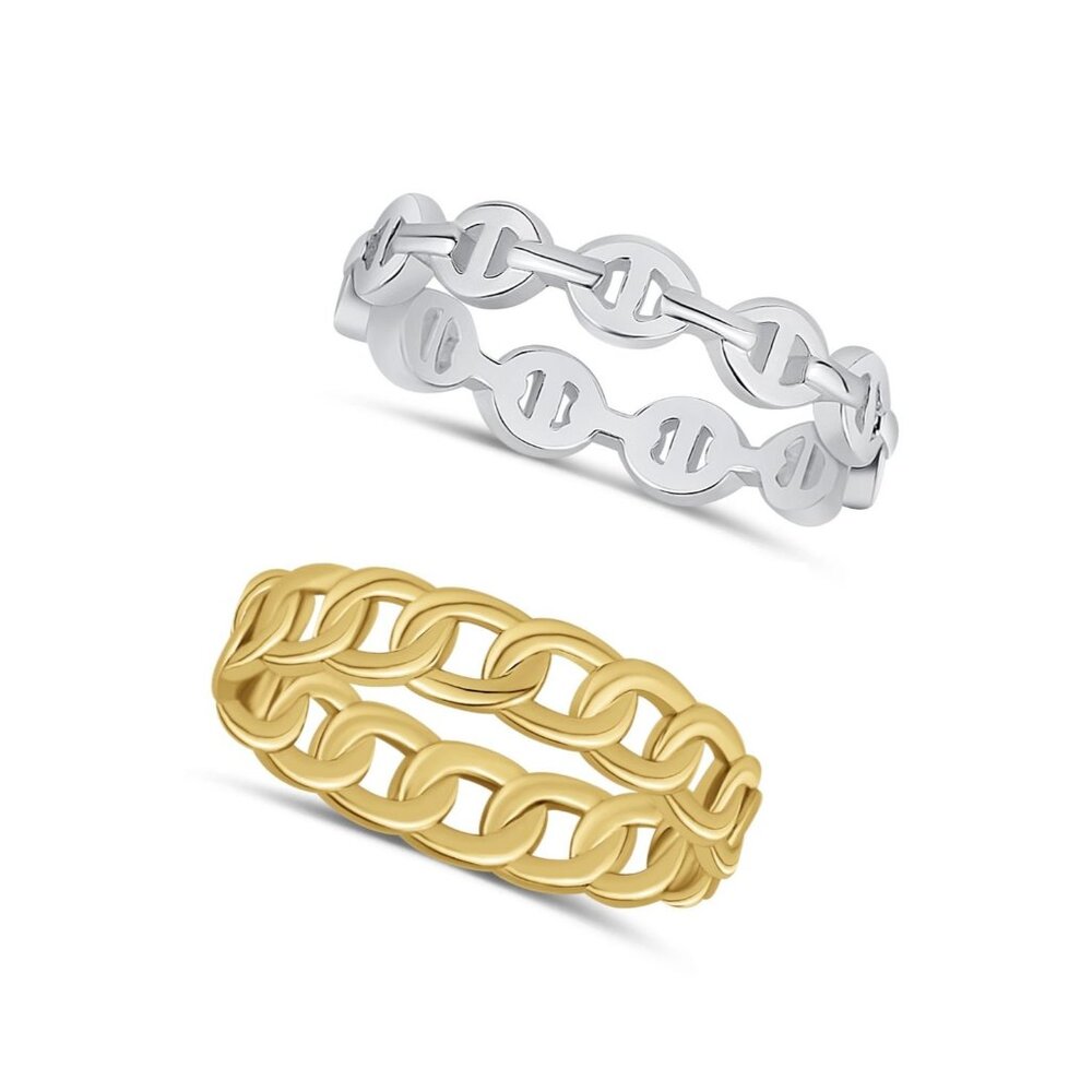 And Now This 18K Gold/Silver Over‎ Brass Womens Size 8 Duo Stackable Rings